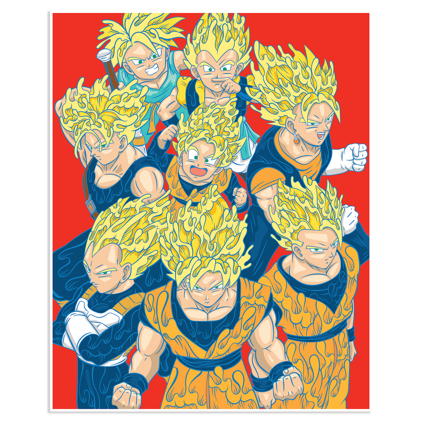 "Wavy Super Saiyans" Print by Aaron Kai