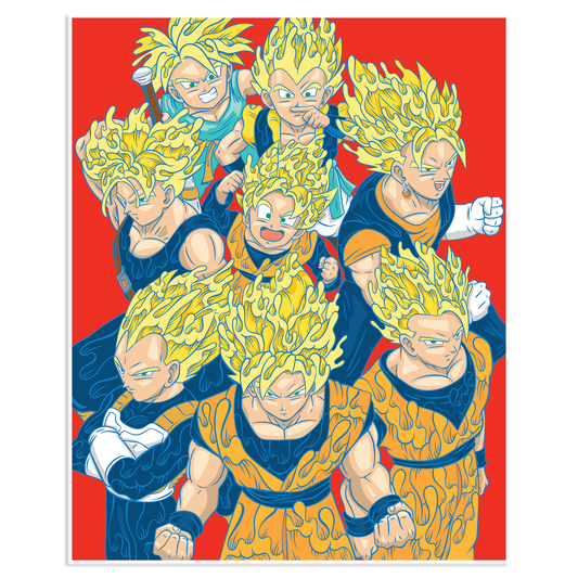 "Wavy Super Saiyans" Print by Aaron Kai