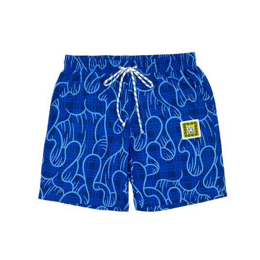 "Wavy Navy" Swim Trunks